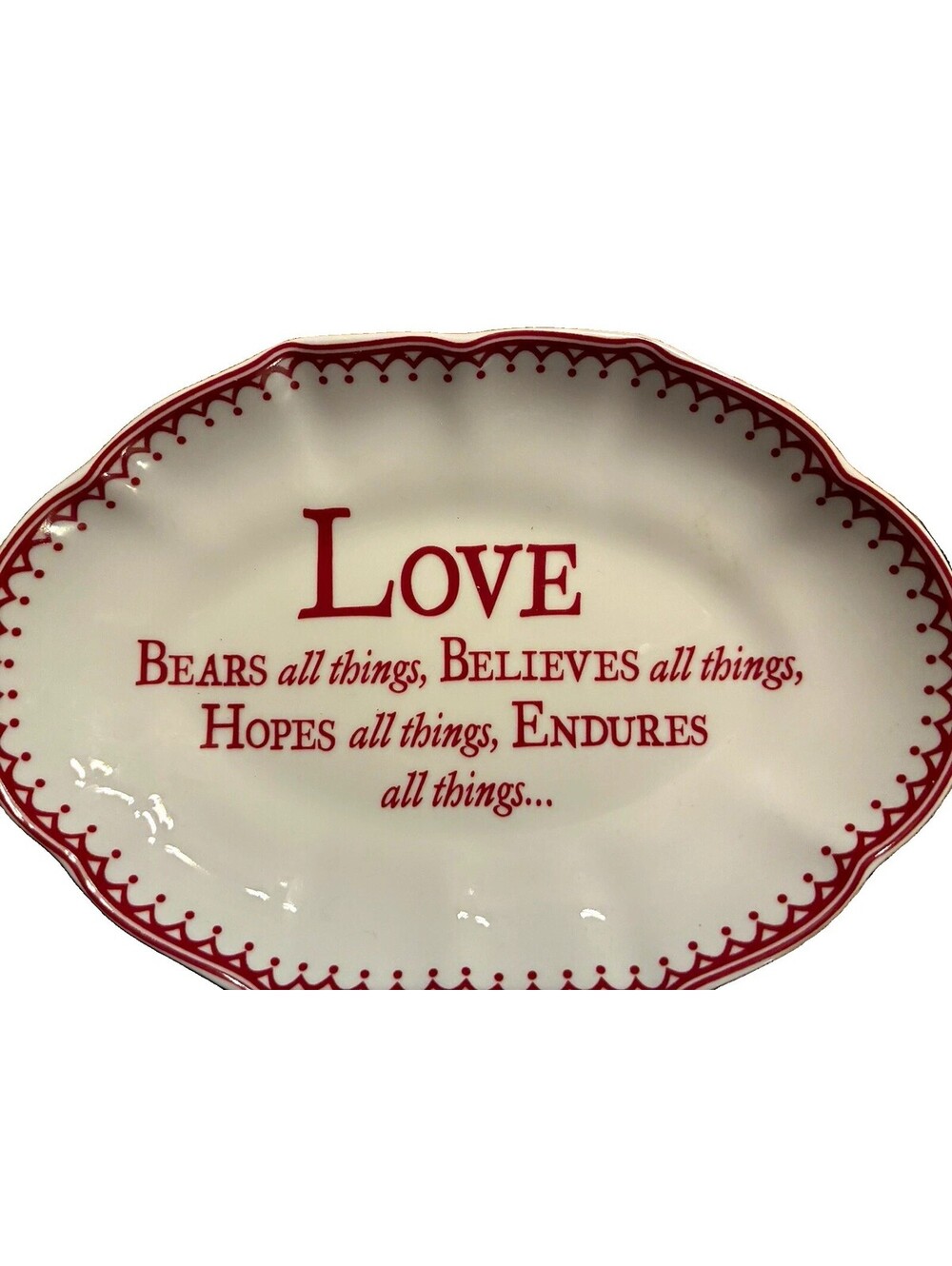 Mottahedeh Colonial Williamsburg Porcelain Verse Spoon Tray Trinket Dish Love